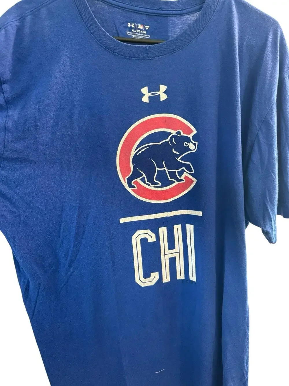 Under Armour Official HeatGear MLB Chicago Cubs Blue Short Sleeve Shirt, Size XL